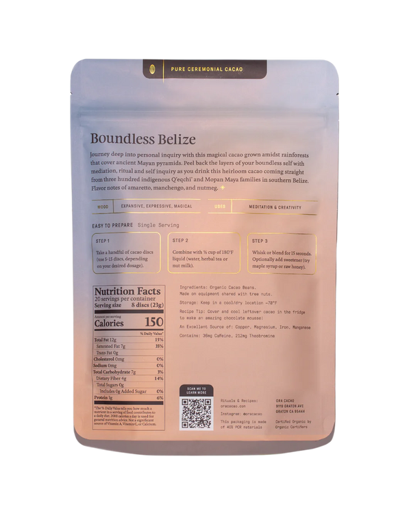Boundless Belize 100% hreint seremóníu kakó frá Belís
