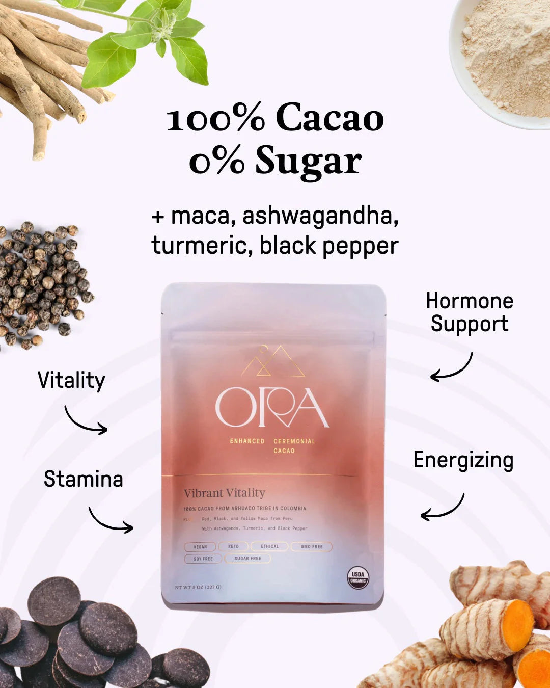 Vibrant Vitality - Kakó með Ashwagandha & Maca